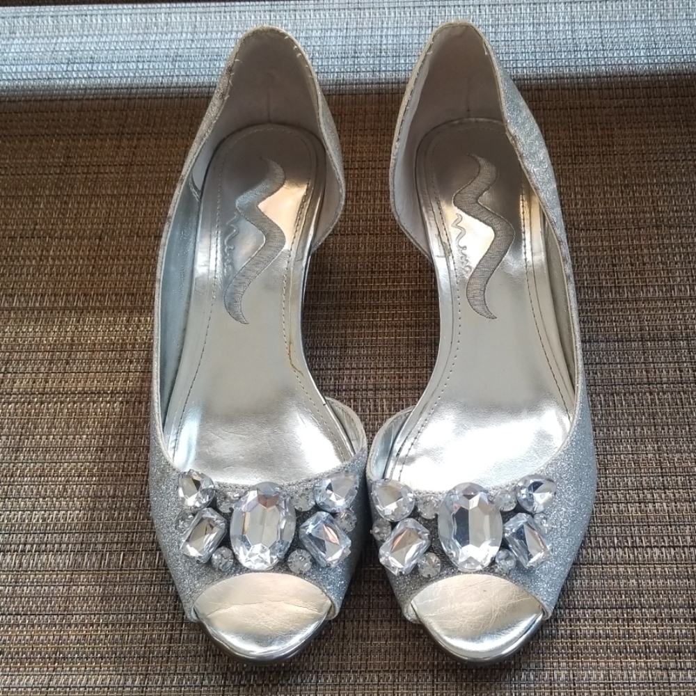 Nina silver glitter rhinestone wedges